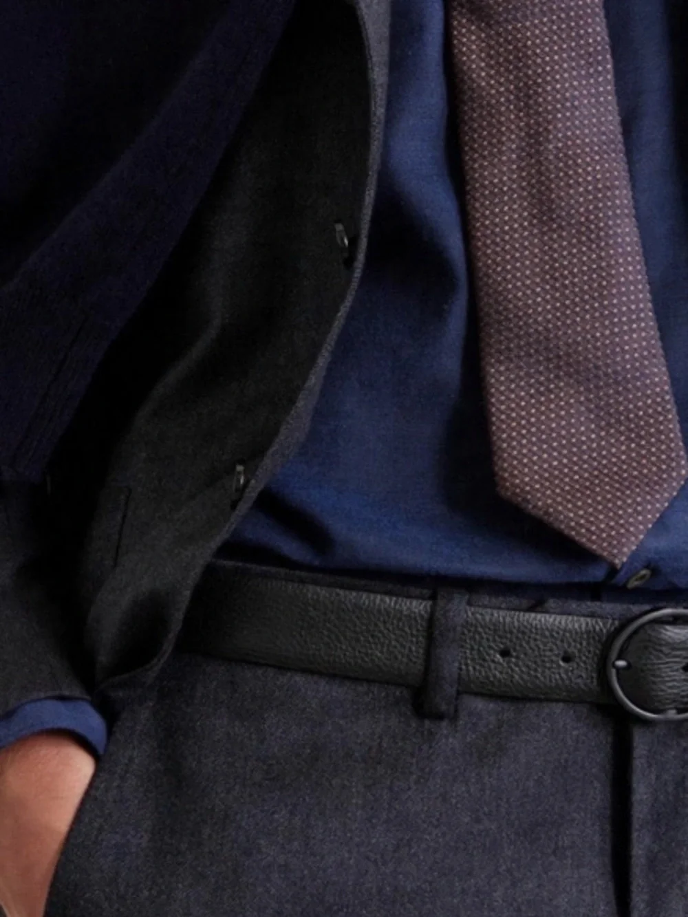 Canali Brown Leather Belt with Brown Round Buckle 85/100